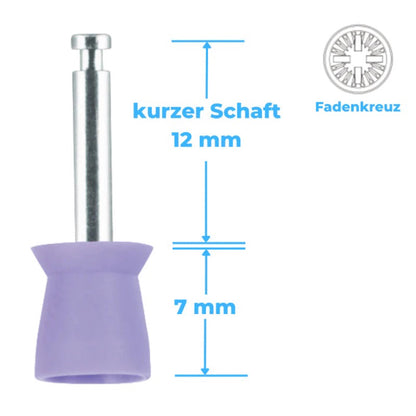 Polierkelche Silikon Glatt – CA-Mini-Schaft (12 mm), Latexfrei, PZR – 100 Stk.